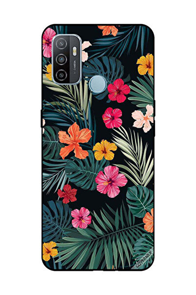 Covernex غطاء حماية لهاتف OPPO A53/A53S بنقشة زهور متعددة الألوان وريش أخضر داكن