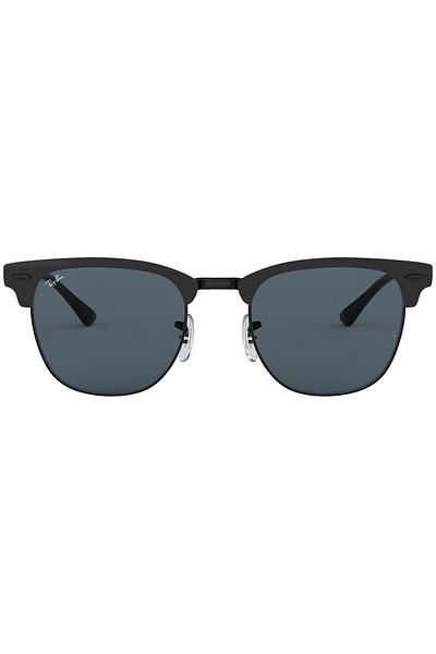 Ray-Ban Ray-Ban RB3716 186/R5 – Unisex Clubmaster Metal Sunglasses, Matte Black / Blue Classic, 51mm