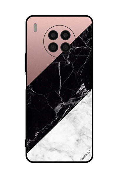 Covernex غطاء حماية لهاتف هواوي نوفا 8i باللون الأبيض والأسود مع سطح رخامي بن...