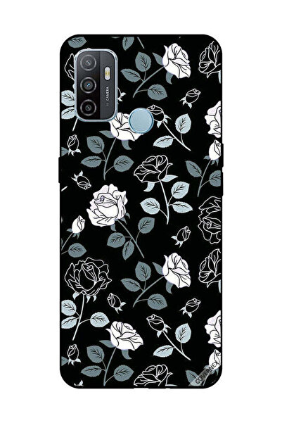 Covernex غطاء حماية لهاتف OPPO A53/A53S بنقشة زهور باللونين الأبيض والأسود