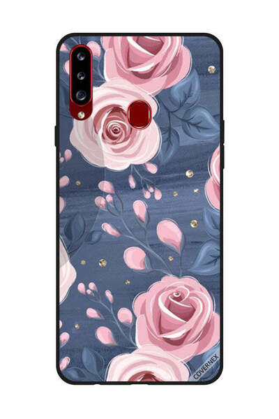 Covernex غطاء حماية لهاتف سامسونج جالاكسي A20s بنقشة ورود وردية وأوراق رمادية...