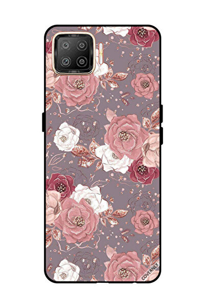 Covernex غطاء حماية لهاتف OPPO F17 بنقشة زهور بلون الشوكولاتة