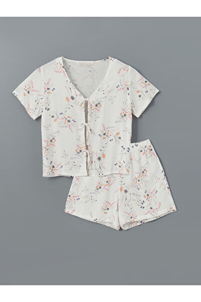 LC Waikiki Set de pijamale pentru femei cu decolteu în V floral cu pantaloni scurți