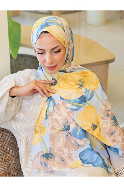 efdal şal eşarp Σάλι κρεπ με μοτίβο λουλουδιών