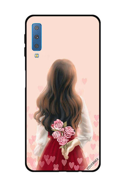 Covernex غطاء حماية لهاتف سامسونج جالاكسي A7 2018 - فتاة تخفي الزهور