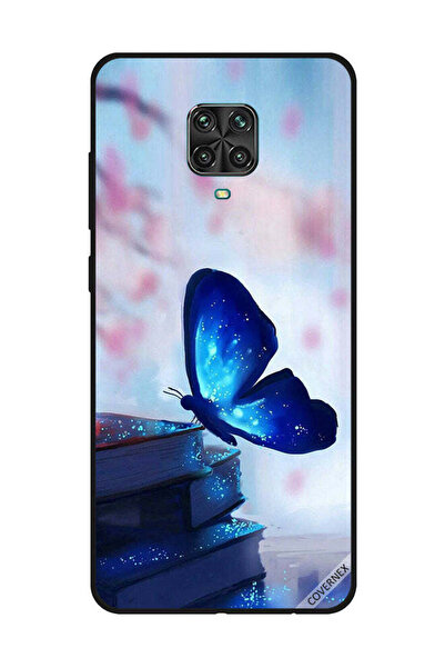 Covernex غطاء حماية لهاتف شاومي ريدمي نوت 9S/9 برو - فراشة زرقاء داكنة على الكتب