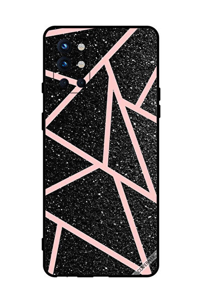 Covernex غطاء حماية لهاتف OnePlus 9R، أسود لامع، بنقشة مسارات وردية فاتحة