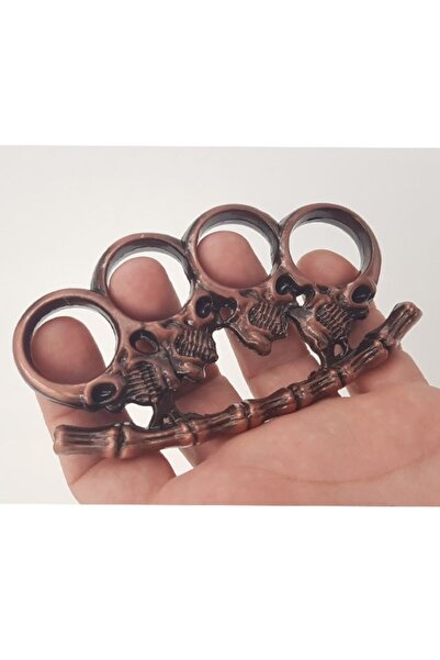 dalimag Knuckle Duster Dagger, Metal, Skull Head Design, Bronze