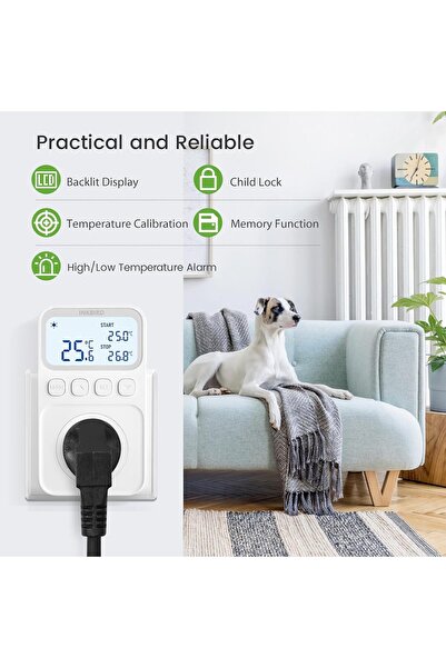 Inkbird Digital Thermostat Outlet Temperature Controller C226T - Backlit Display