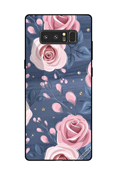 Covernex غطاء حماية لهاتف سامسونج جالاكسي نوت 8 بنقشة ورود وردية وأوراق رمادي...