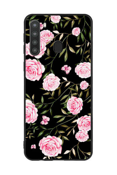 Covernex غطاء حماية لهاتف سامسونج جالاكسي A21 ورود وردية في باقات من الأوراق ...