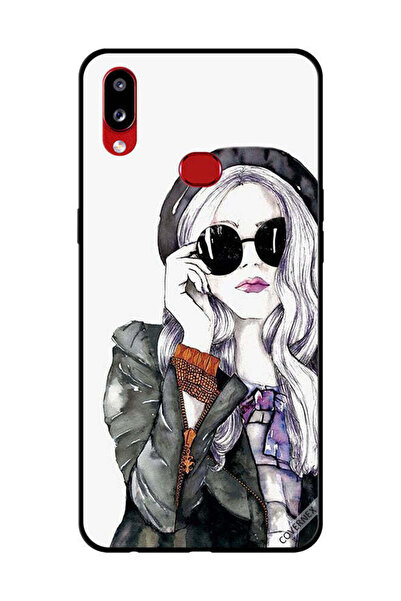 Covernex غطاء حماية لهاتف سامسونج جالاكسي A10s، أسود، زجاجي، بتصميم فتاة لطيفة
