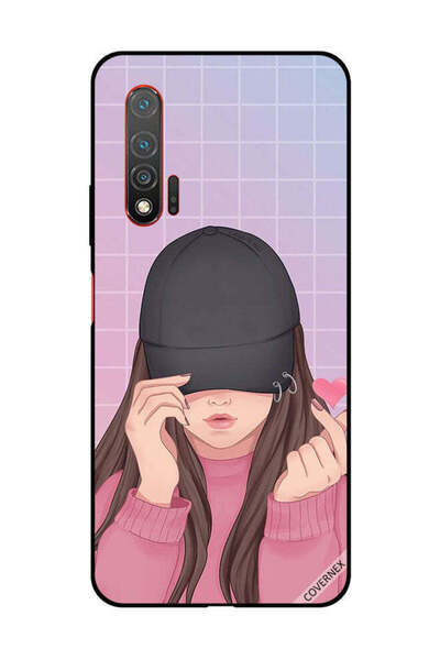 Covernex غطاء حماية لهاتف هواوي نوفا 6 5G سناب لوف أسود بقبعة للبنات