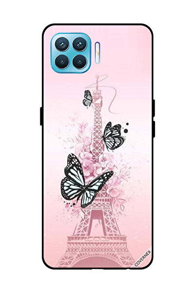 Covernex غطاء حماية لهاتف OPPO F17 Pro برسومات فراشات سوداء على برج Effiel