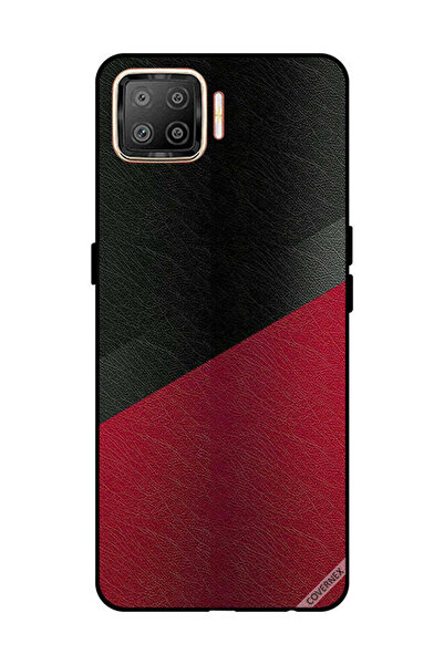Covernex غطاء حماية لهاتف OPPO F17 بنقشة جلد أسود وأحمر