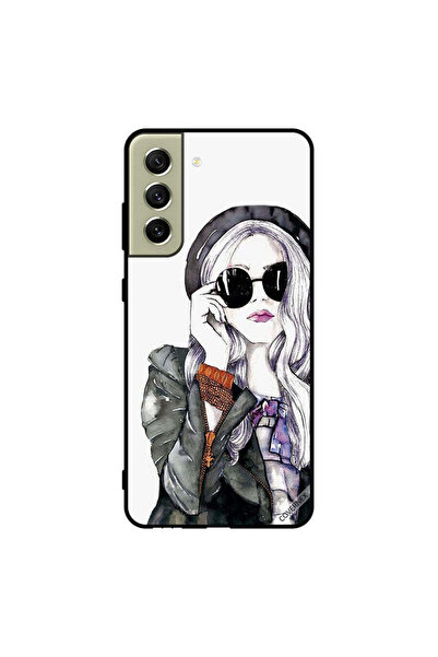 Covernex غطاء حماية لهاتف سامسونج S21 FE، أسود، زجاجي، بتصميم فتاة لطيفة
