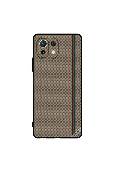 Covernex غطاء حماية لهاتف شاومي مي 11 لايت بخطوط حمراء وخضراء على نمط بني