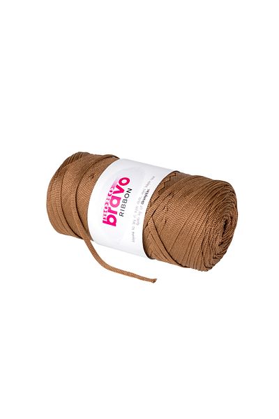 Bravo Ribbon Polyester Yarn Macrame 200 Gr 200 Brown