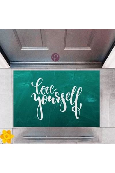 Mu Art Ahşap Door Mat Decorative Digital Printing Love Yourself P-2333