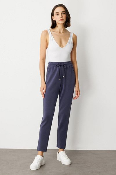 On Fashion Elastic Waist, Thick Side Stitched, Narrow Leg Pants. Bottom
