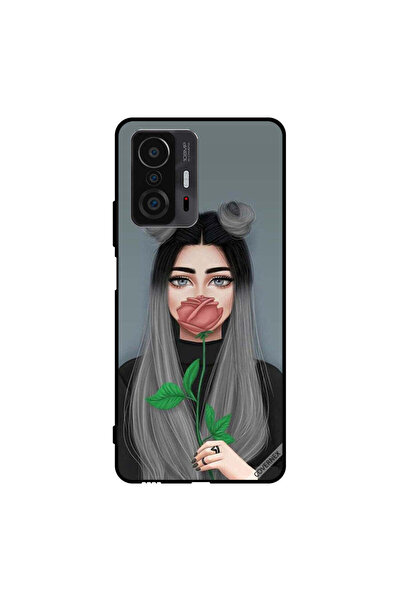 Covernex غطاء حماية لهاتف شاومي 11T برو، فتاة لطيفة تخفي فمها على شكل وردة خوخية