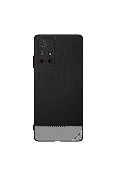 Covernex غطاء حماية لهاتف Poco M4 Pro بنمط خطوط سوداء ورمادية