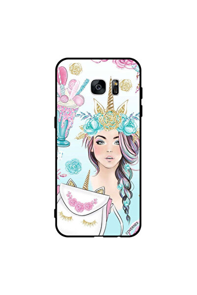 Covernex غطاء حماية لهاتف سامسونج جالاكسي إس 7 إيدج، رموش على الحقيبة وفتاة و...
