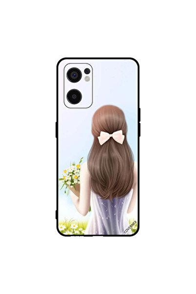 Covernex غطاء حماية لهاتف Oppo Reno7 SE 5G فتاة جميلة تحمل الزهور
