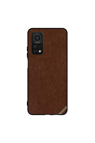 Covernex غطاء حماية لهاتف شاومي مي 10 تي برو 5 جي بنمط جلدي بني داكن