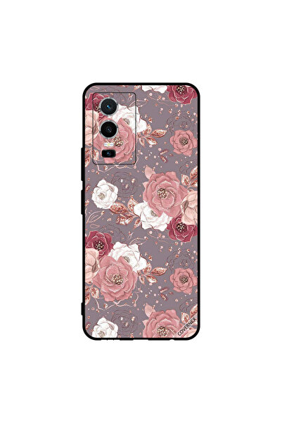 Covernex غطاء حماية لهاتف فيفو Y76 5G بنمط زهور بلون الشوكولاتة