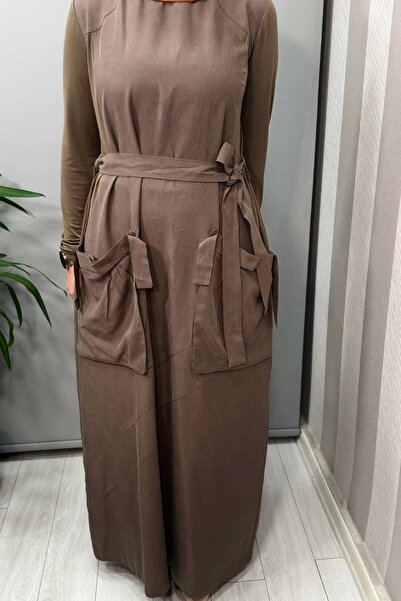 MissWhence Pocket Detailed Basic Dress Mink 37814