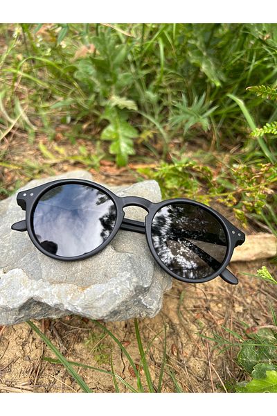 Ferrucci Black Matte Round Framed Brand Model Unisex Sunglasses