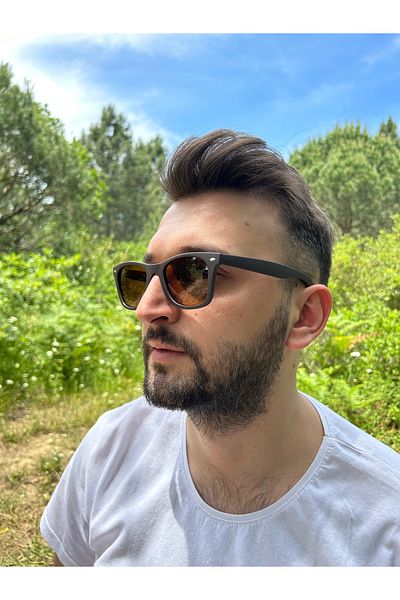 Ferrucci Brown Matte Rectangular Framed Brown Glass Brand Model Men's Sunglasses