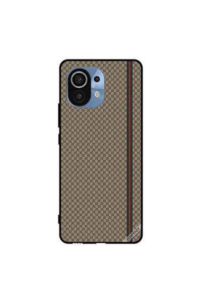 Covernex غطاء حماية لهاتف شاومي مي 11 بخطوط حمراء وخضراء على نمط بني