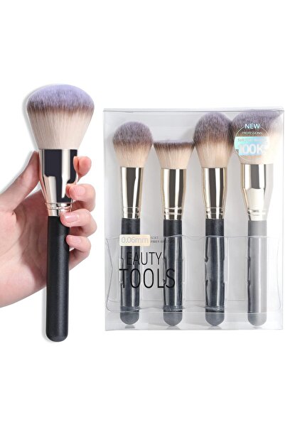 BS Mall مجموعة فرش مكياج BS-MALL، 4 قطع، كريم أساس فاخر، بودرة صناعية، خافي عيوب، فرش مكياج كبيرة