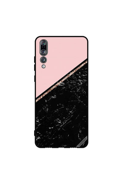 Covernex غطاء حماية لهاتف هواوي بي 20 برو - رخام أسود وشريط ذهبي