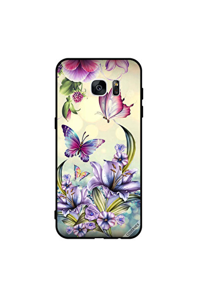 Covernex غطاء حماية لهاتف سامسونج جالاكسي إس 7 إيدج بنقشة زهور أرجوانية وفراشات