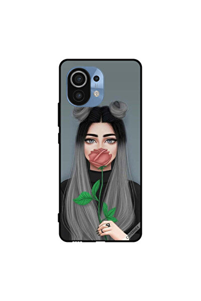 Covernex غطاء حماية لهاتف شاومي مي 11 بطبعة فتاة لطيفة تخفي فمها على شكل وردة...