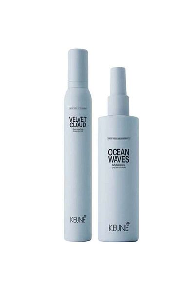 Keune Pachet styling - Spray texturizant STYLE OCEAN WAVES 200ml, Spuma volum STYLE VELVET CLOUD 200ml
