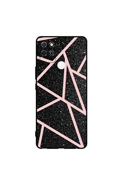 Covernex غطاء حماية لهاتف Honor Play 5T، أسود لامع، بنقشة مسارات وردية فاتحة