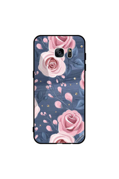 Covernex غطاء حماية لهاتف سامسونج جالاكسي إس 7 إيدج بنقشة ورود وردية وأوراق ر...