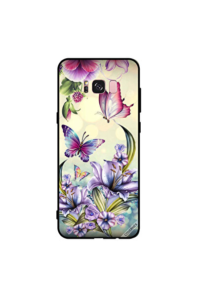 Covernex غطاء حماية لهاتف سامسونج جالاكسي S8+ بنقشة زهور أرجوانية وفراشات