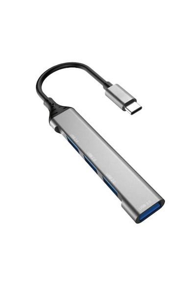 OEM HUB Adaptor 4 in 1 USB-C, 4x USB-A 2.0/3.0, 6.3cm, Aluminiu, Gri