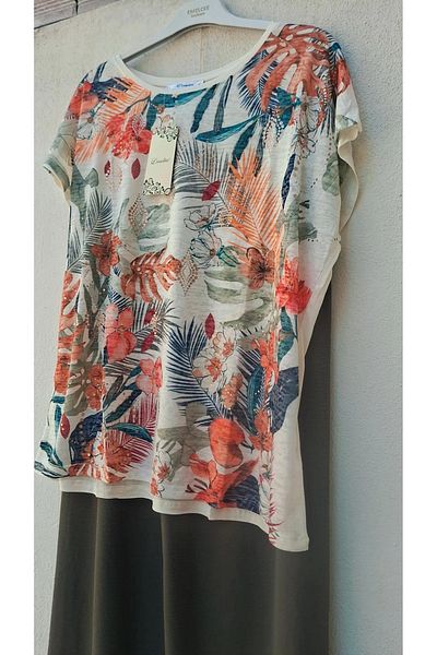 MODA Colorful Chippy Fleeciness Efil Efilbir Summer Blouse
