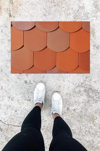 Modarios Digital Printing Light Brown Tile Pattern Door Mat K-1078