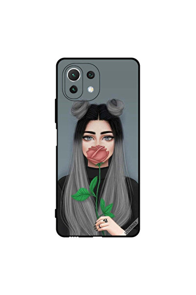 Covernex غطاء حماية لهاتف شاومي مي 11 لايت، فتاة لطيفة تخفي فمها على شكل وردة...