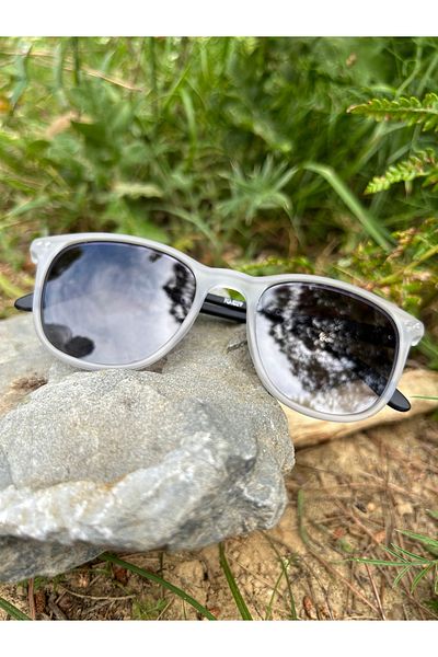 Ferrucci Transparent White Matte Square Framed Black Handle Brand Model Unisex Sunglasses