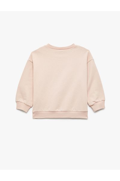 Koton Long Sleeve Crew Neck Ribbon Printed Raised Cotton Sweatshirt