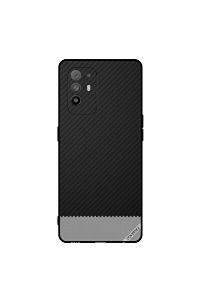Covernex غطاء حماية لهاتف Oppo A95 بنمط خطوط سوداء ورمادية