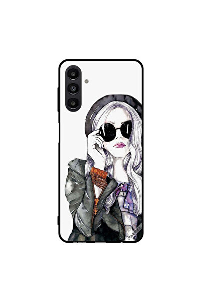 Covernex غطاء حماية لهاتف سامسونج جالاكسي A13 5G، أسود، زجاجي، بتصميم فتاة لطيفة